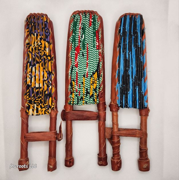 Ankara folding Fan-Black and blue Maroots Store