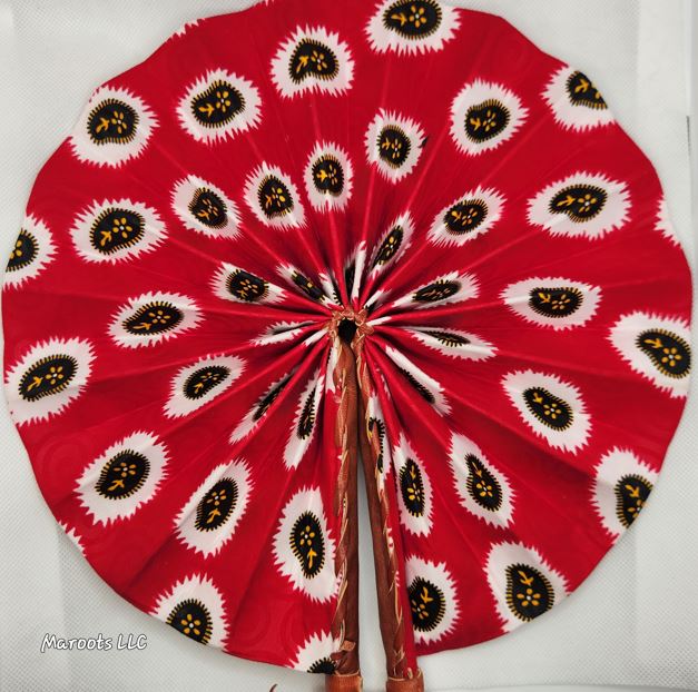 Ankara folding Fan- RedFalam Maroots Store