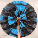 Ankara folding Fan-Black and blue
