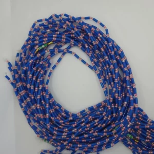 Colorful African Waistbeads [Sea Blue with red dot ]