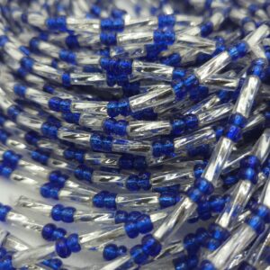 Colorful African Waistbeads [Blue with Silver]