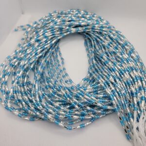 Colorful African Waistbeads [Sky Blue with Silver]