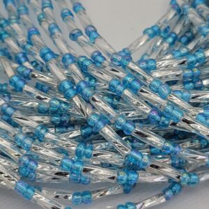 Colorful African Waistbeads [Sky Blue with Silver]