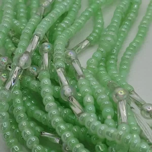 Colorful African Waistbeads [Light Green  with Silver]
