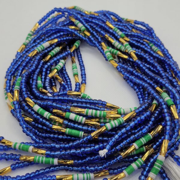 Colorful African Waist Beads [Blue-Garni] - Image 3