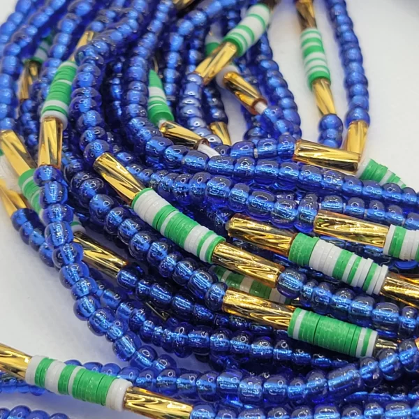 Colorful African Waist Beads [Blue-Garni]