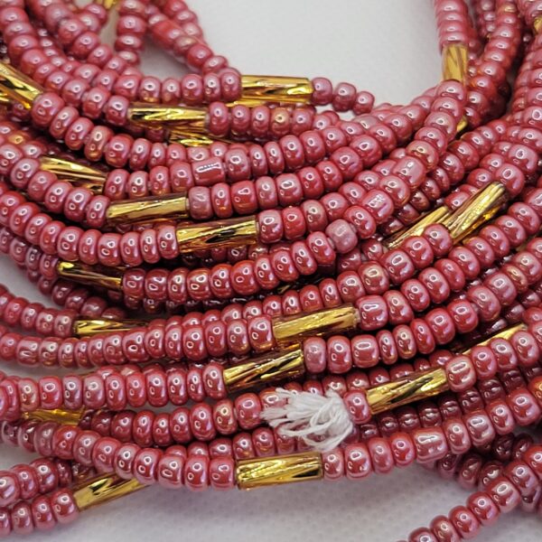 Colorful African Waistbeads [Burgundy Golden] - Image 2