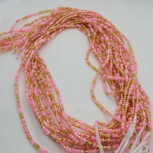 Colorful African Waistbeads [Baby Pink Golden]