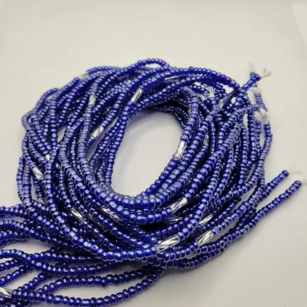 Colorful African Waistbeads [Bleu Silver] - Image 2